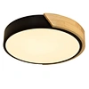 Top design hotel home decor natual wood black led round low voltage black ceiling lamp light bedroom