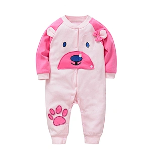 Wholesale Girl Clothes pink Design Long Sleeve Cotton Baby Winter Romper For Newborn