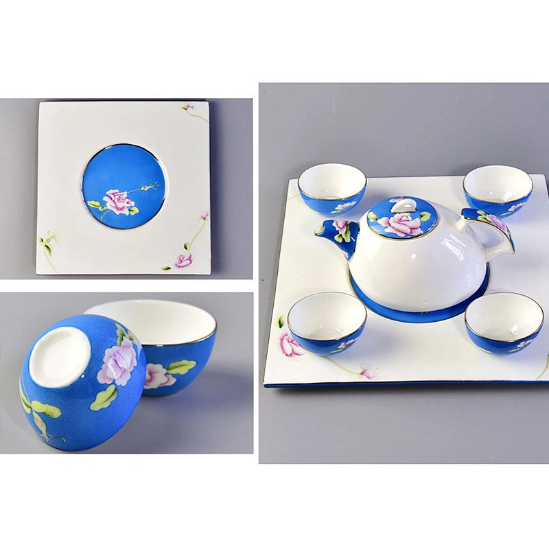 Chinese-style irregular tea bottle with 4pcs cups sets for business gift