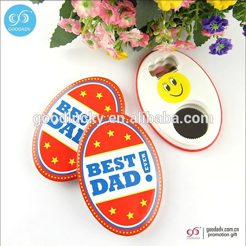 Multifunctional magnetic tin opener custom printed 58mm button bottle opener