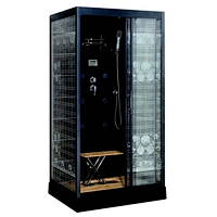 Pinghu Black Printed Tempered Glass Shower Cabin