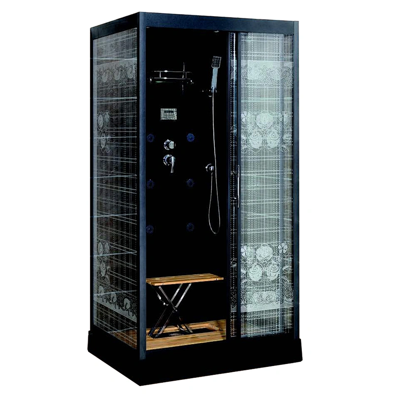 Pinghu Black Printed Tempered Glass Shower Cabin