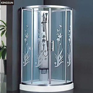 K-7403 Wholesale Dealer Frame Parts Flower Pattern Shower Enclosure With Faucets And Seat