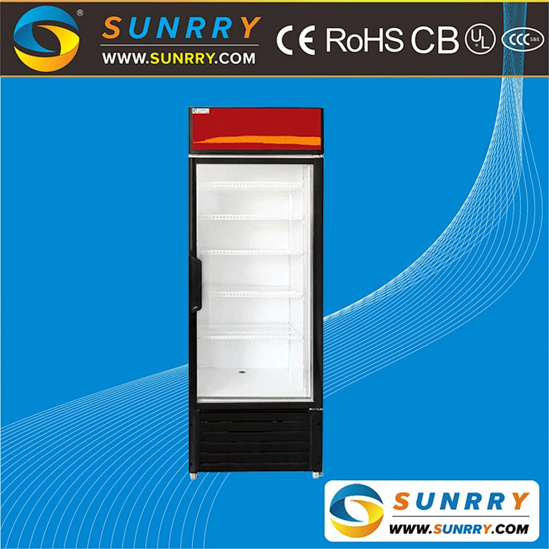 Commercial supermarket upright clear glass door beverage display cooler and refrigeration display cabinet