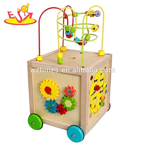 2018 großhandel 5 in 1 baby holz aktivitätswürfel neues design kinder holz aktivitätswürfel lustige kinder holz aktivitätswürfel W11B090