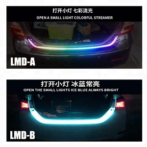 RGB flowing Flexible LED strip DRL Rear Trunk Tail gate Light Brake turn Signal Reverse Warning Flash for 12V Cars