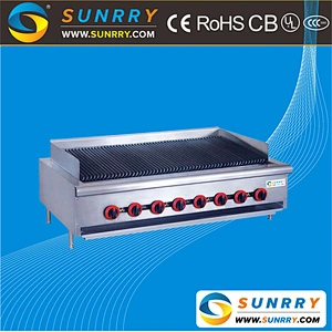 Commercial restaurant counter top steak barbecue hot grill lava rock stone plate set with 2 burner