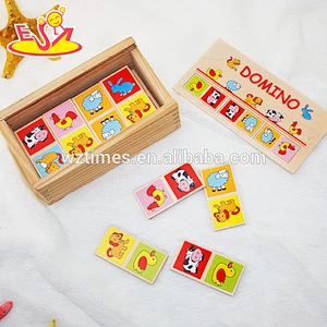 Wholesale cheap wooden educational kids domino puzzle toy W15A005