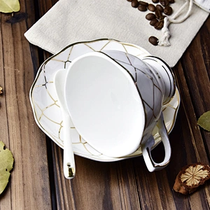 Free Design  Gold Rim Bone  Ceramic Coffee Cup Set With High Quality  For Restaurant And Hotel