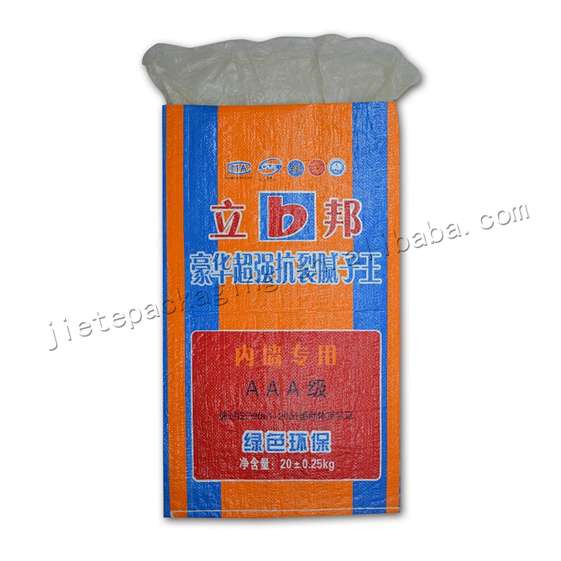High quality pp woven cement packaging bags sack with lining 20kg 50kg for interior wall putty powder