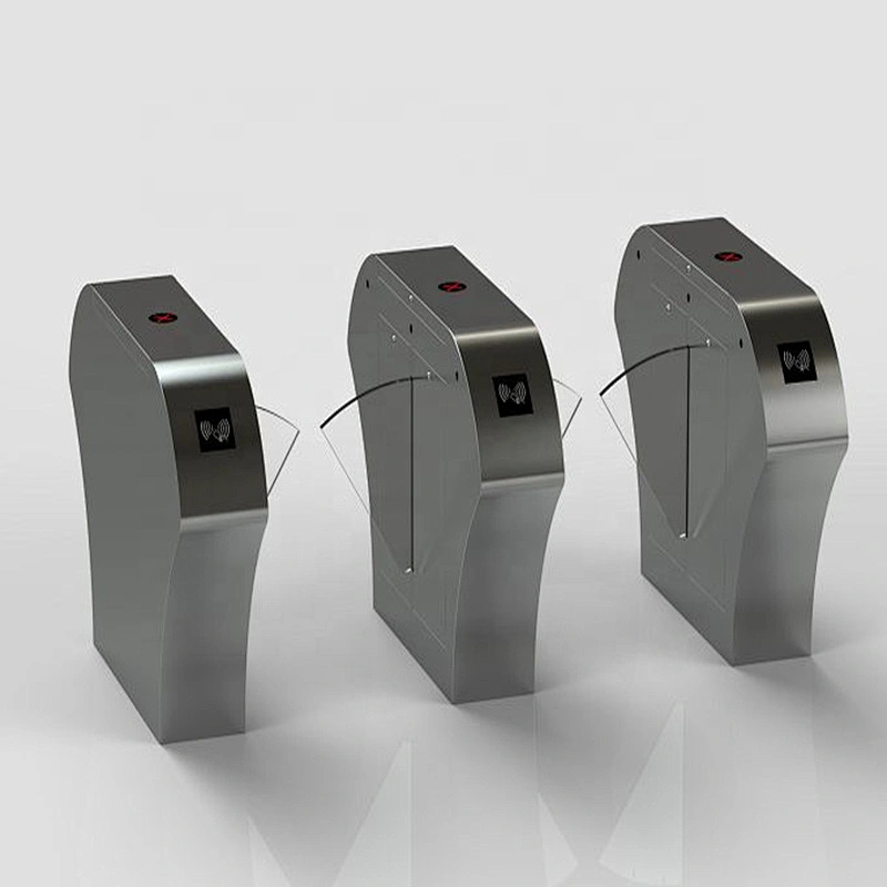 RFID Card Reader Security Glass Rotating Entrance Flap Barrier Turnstile