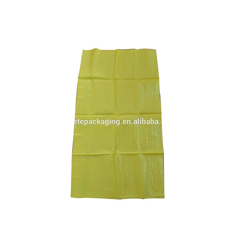 Factory sale yellow pp woven packaging bag 50kg sack for rice,flour,feed,sugar,sand,fertilizer