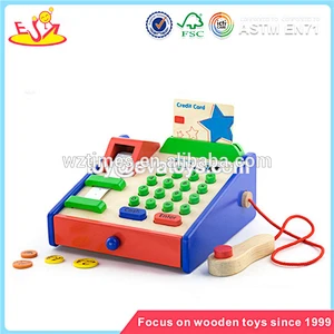 new product kids wooden cashier toy funny pretend children wooden cashier toy for wholesale W10A062