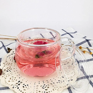 Graceful cup body double-layer insulated glass teapot for flower tea