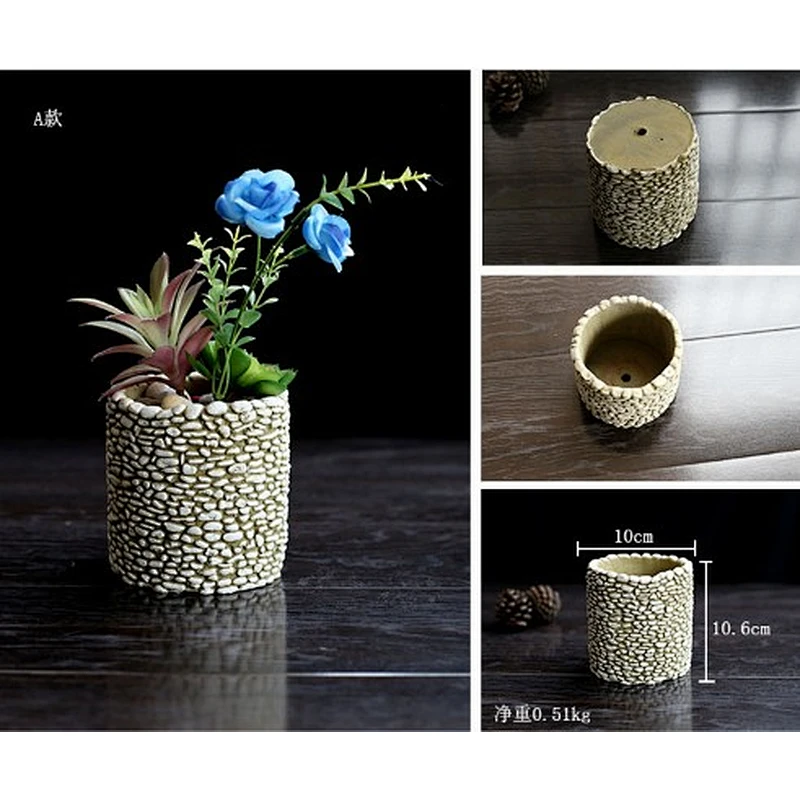 3D VASE stone shape planter flower pots concrete silicone mold for concrete making home crafts decorate