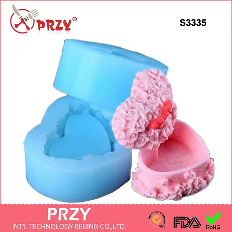 S3335 Chinese manufacture heart docorative case silicone handmade soap mould for sell