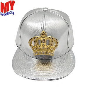 New Fashion Mens Hip Hop Pu Leather Outdoor Sports Caps Custom Metal Plate Snapback Hat