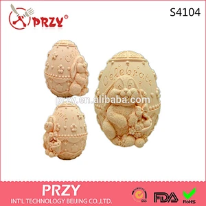 S4104 PRZY 3D Silicone Candle Mold Bunny Faberge Easter egg silicone soap mold