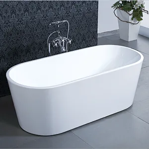 China Wholesale  Oval Shape Acrylic Soaking Freestanding Bathtub
