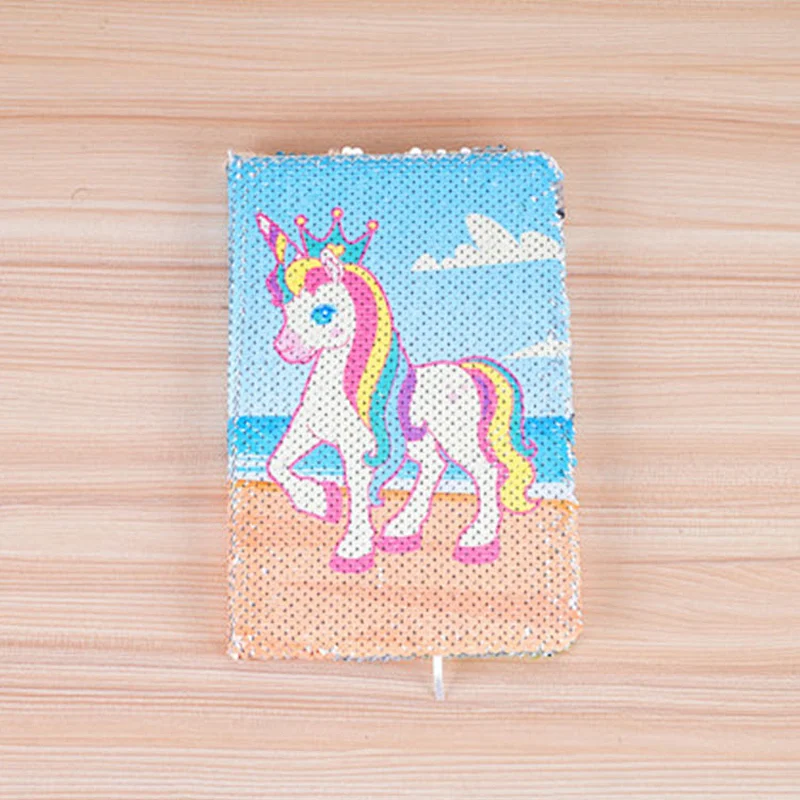School Stationery A5 Sequins Notebook Journal With Cute unicorn Pattern Creative Hardcover Diary book