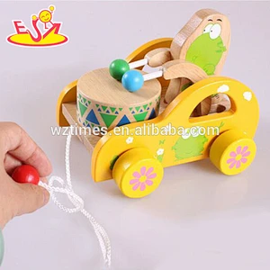 Venta al por mayor niños calientes de madera de juguete de empuje animal más popular niños de madera de juguete de empuje animal W05B135B