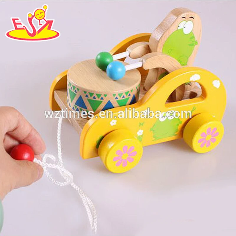 Venta al por mayor niños calientes de madera de juguete de empuje animal más popular niños de madera de juguete de empuje animal W05B135B