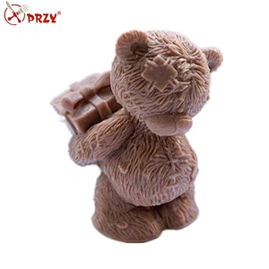 Bear carrying a gift box 3D handmade silicone soap molds silicone mould for soap making