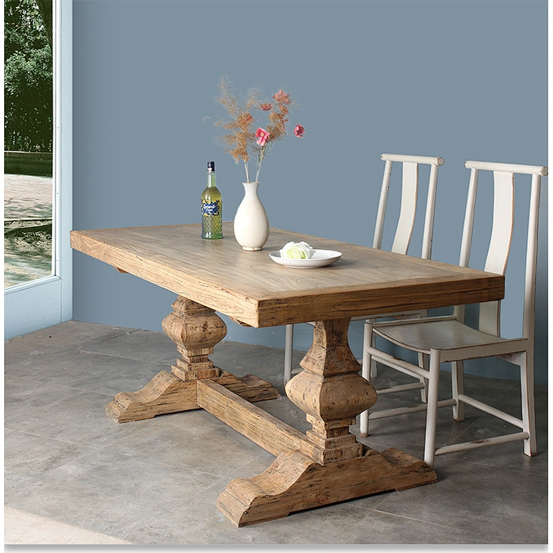 Popular long antique recycle solid wood dining table