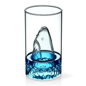 High Quality Handmade Double Wall Beer Glass Mug Shark Shape Beer Cup Glass Animal Pattern Glass Water Cup
