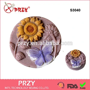 S3140 Sunflower & Butterfly Silicone Soap Mold PRZY silicone mold for soap