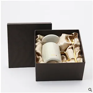 Promotion Retail Wholesale 400ml Plain White Color Tea Coffee ceramic Cup Beer Mug With Gold Handle