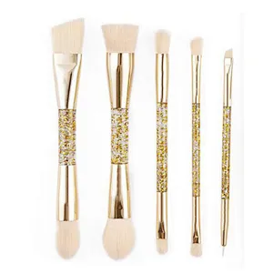 Wholesale fashionable double-head cosmetic tools private label acceptable best professional 5pcs makeup brushes