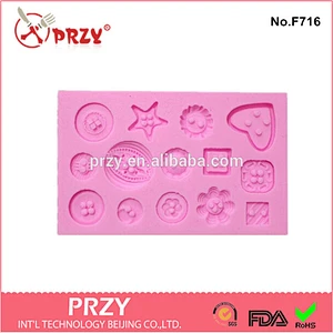 wholesale silicone fondant cake mold / mixed designs button fondant cake mold