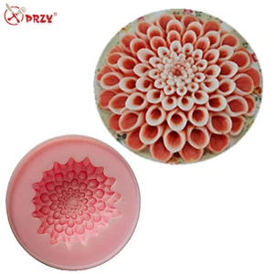 PRZY flowers soap molds Dahlia fondant cake mold silicone Aroma stone molds Handmade candle moulds