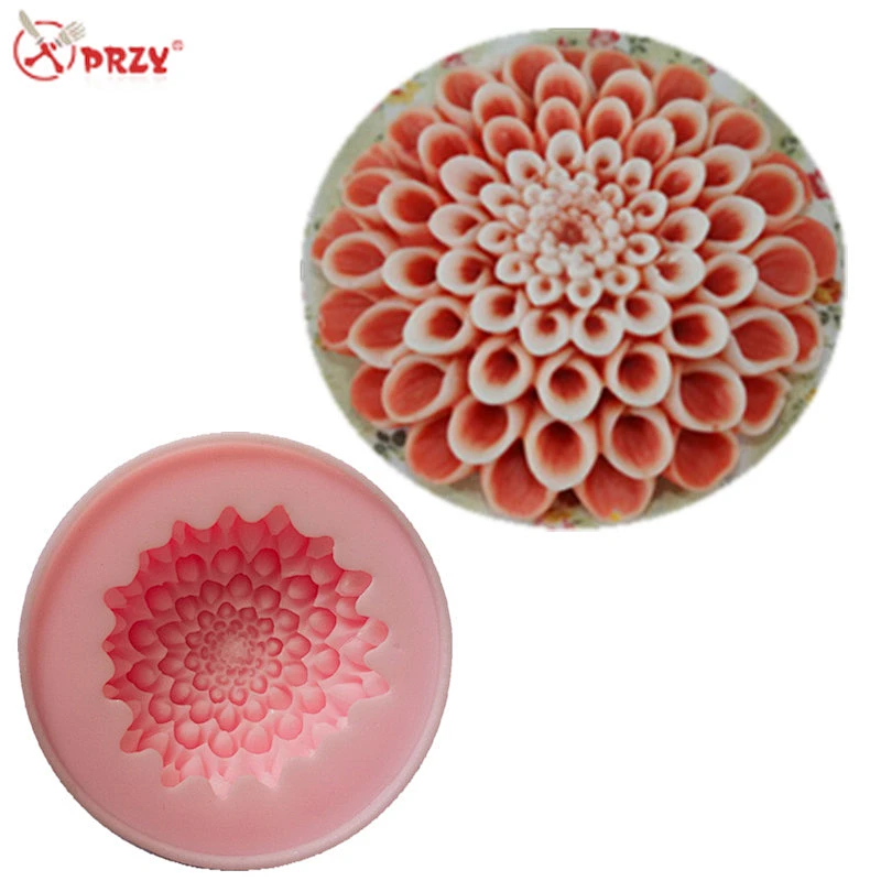 PRZY flowers soap molds Dahlia fondant cake mold silicone Aroma stone molds Handmade candle moulds