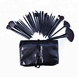 Professional 32pcs Black Makeup Brushes Set Powder Blusher Contour Cosmetic Beauty Tools with Leather Case