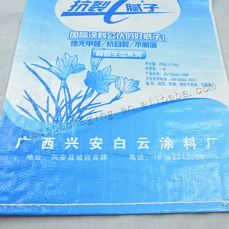 Construction industrial use white plastic pp woven cement packaging bag 20kg 25kg for mortar,wall putty,gypsum powder