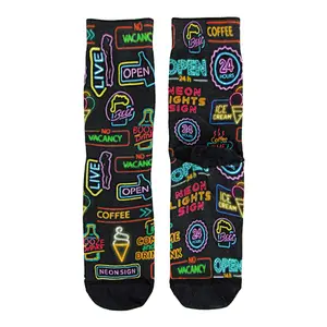 Custom Fashion Men Print Logo Colourful Pop Bamboo Daily Gift Design Dress Socks Printing Wholesale