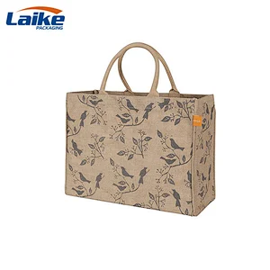 Custom Ladies Fashionable Jute tote bag reusable shopping grocery bag