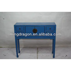 Chinese Classics Blue Color Slim Elm Cabinet