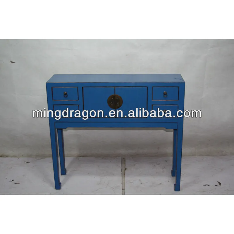 Chinese Classics Blue Color Slim Elm Cabinet