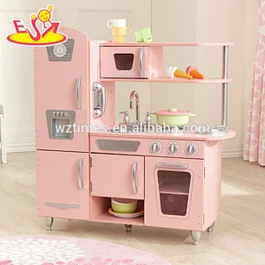 2018 Hot Pink Holz moderne Küche Spielzeug Set für Mädchen W10C363