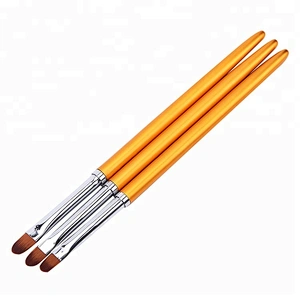 3pcs Potable Metal Handle Acrylic UV Gel Extension Drawing Brush Manicure Tools Paint Acrylic Nail Art Polish Brush Sets