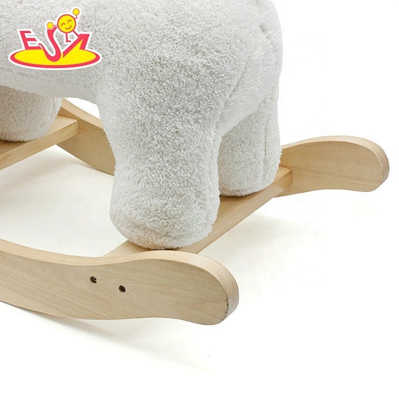 Wholesale attractive low price wooden white plush rocking horse toy for baby W16D112