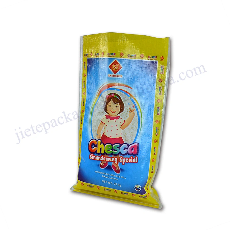 100% polypropylene 25kg plastic pp woven basmati rice bag yellow