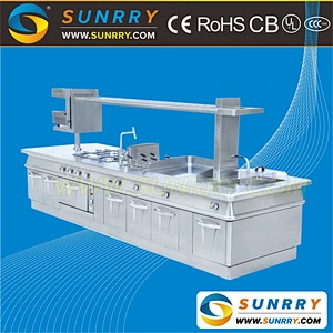 Special Design Commercial Cookware Sets Integration Sensory Of The Central Island With Gas burner,Fryer and Griddle