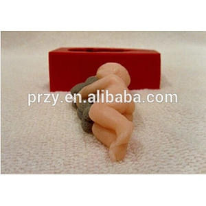 Baby with a bunny silicone mold for baby soap and candles making mould molds