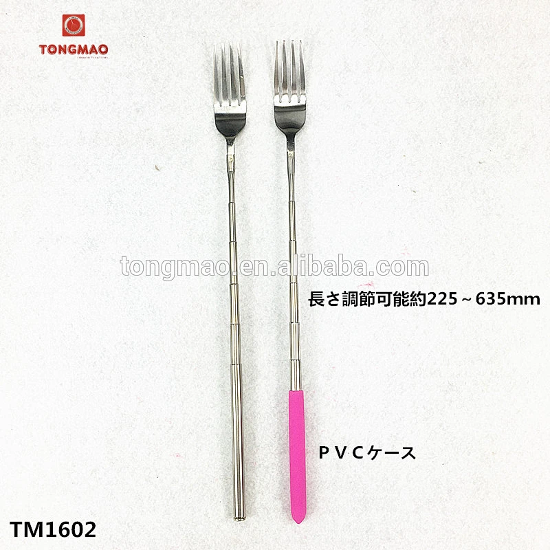 FDA free, Good quality!!! Telescopic extendable dinner long fork for joke cultery