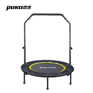 zhejiang factory spring 4-folding gym trampoline with stable handlebar