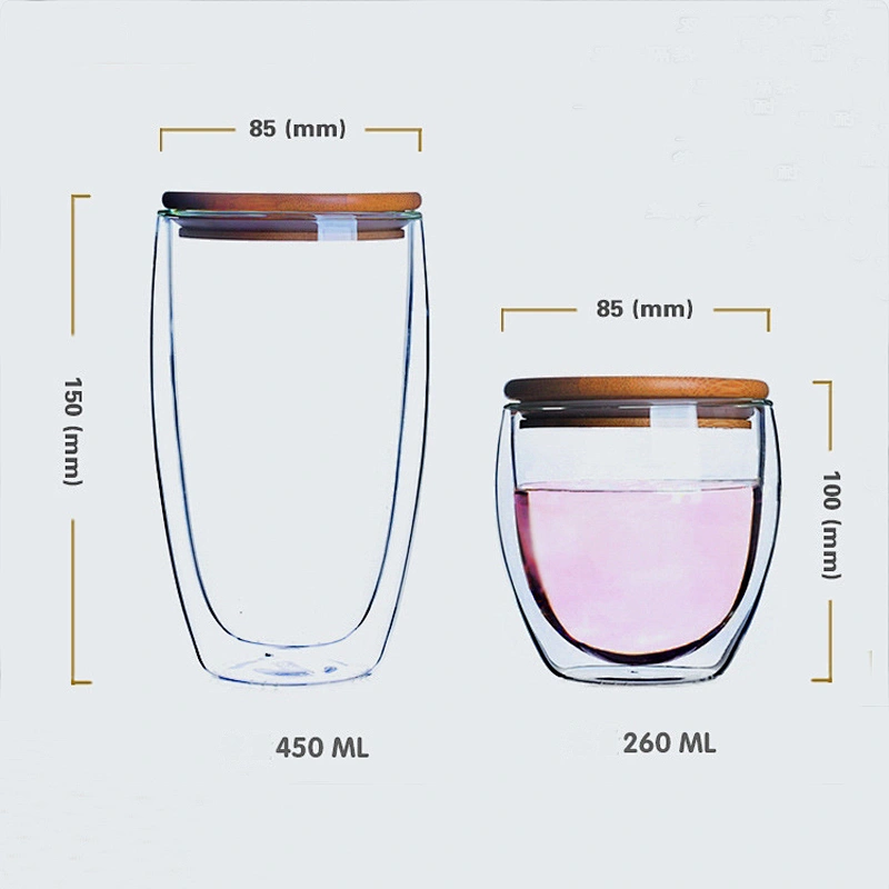 2019 Hot Sale Double Wall Glass Coffee Mug Customized Logo Coffee Cup 250ml High Borosilicate Glass Cup